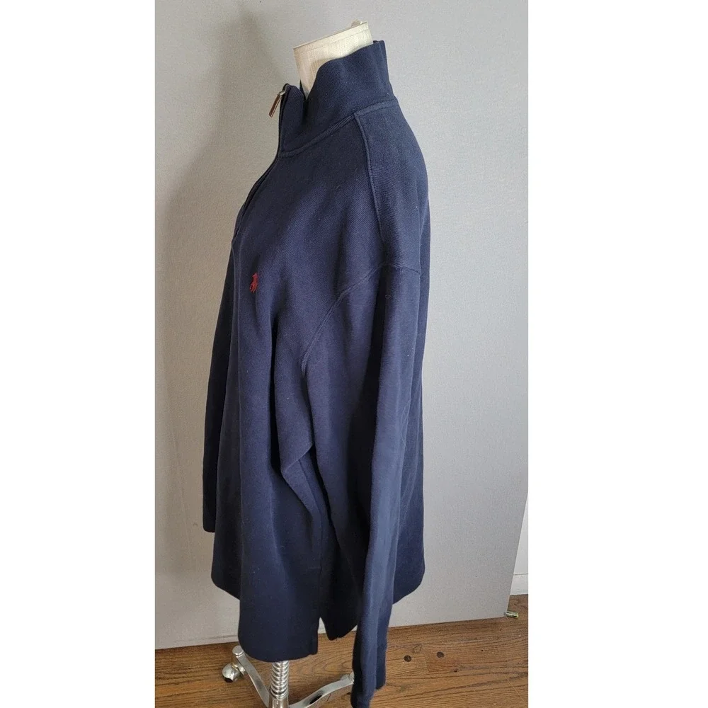 Polo Ralph Lauren 1/4 Zip XXL Navy Blue Cotton Pullover Mens Preppy Classic
